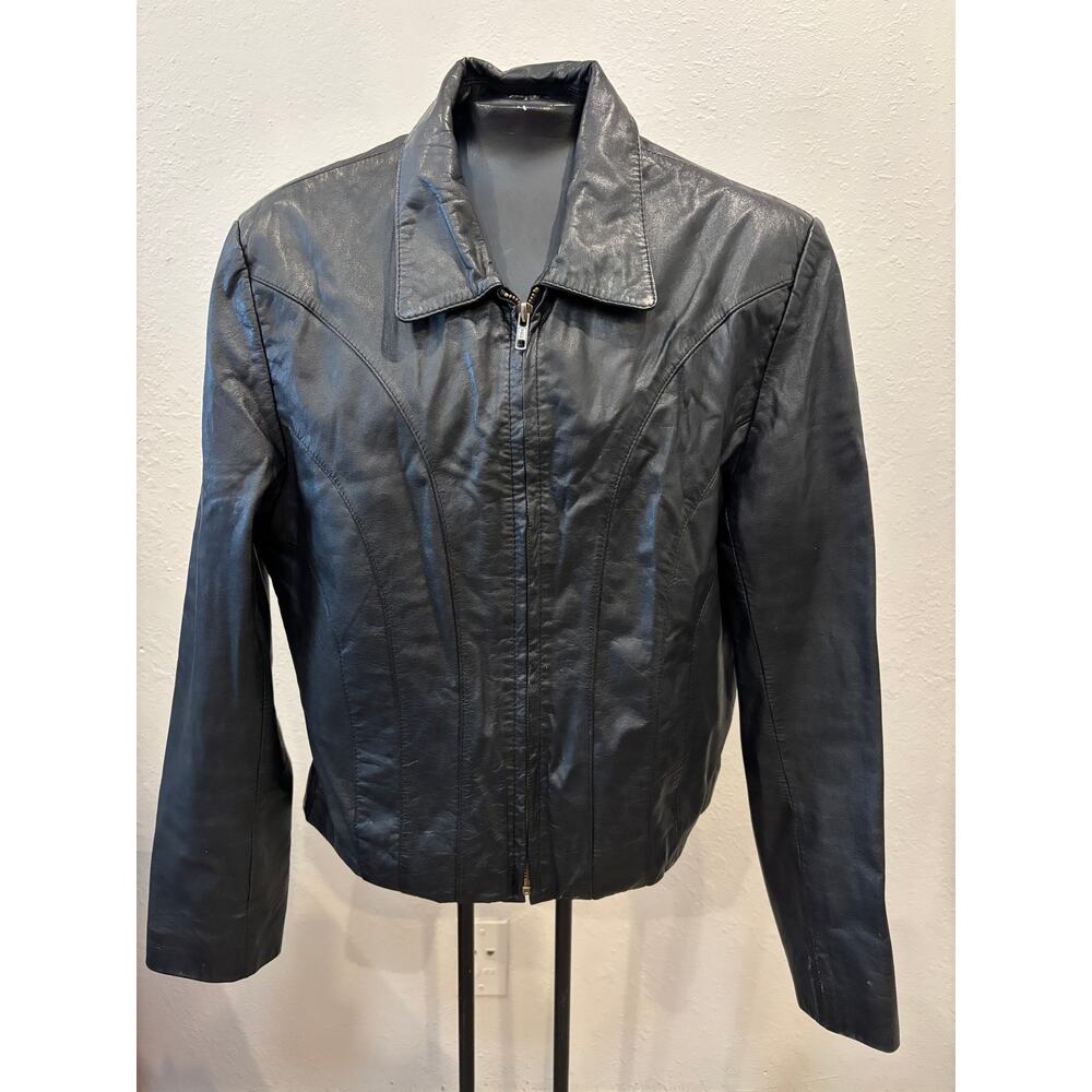 Vintage Raffine Leather Jacket Womens Size Small Black